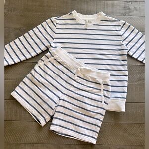 Janie and Jack Striped French terry sweatshirt and shorts